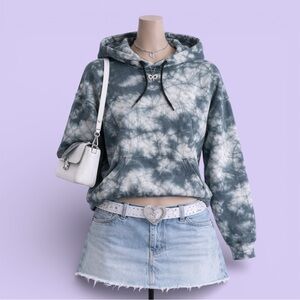 Bravesoul London Blue & White Tie Dye Hoodie M Casual Cozy Boho Hippie Lounge